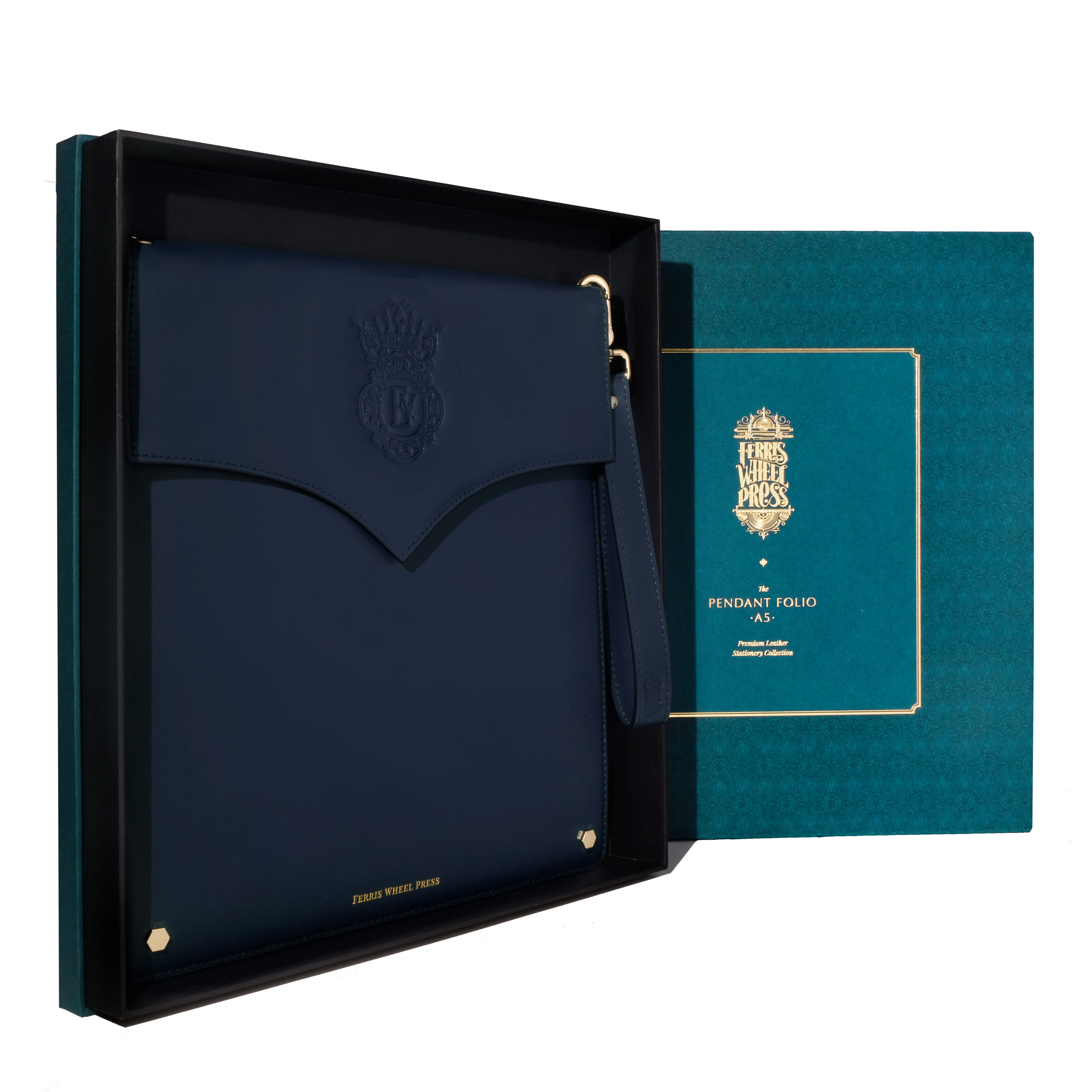 Leather Stationery Collection - The Pendant Folio A5 / Navy