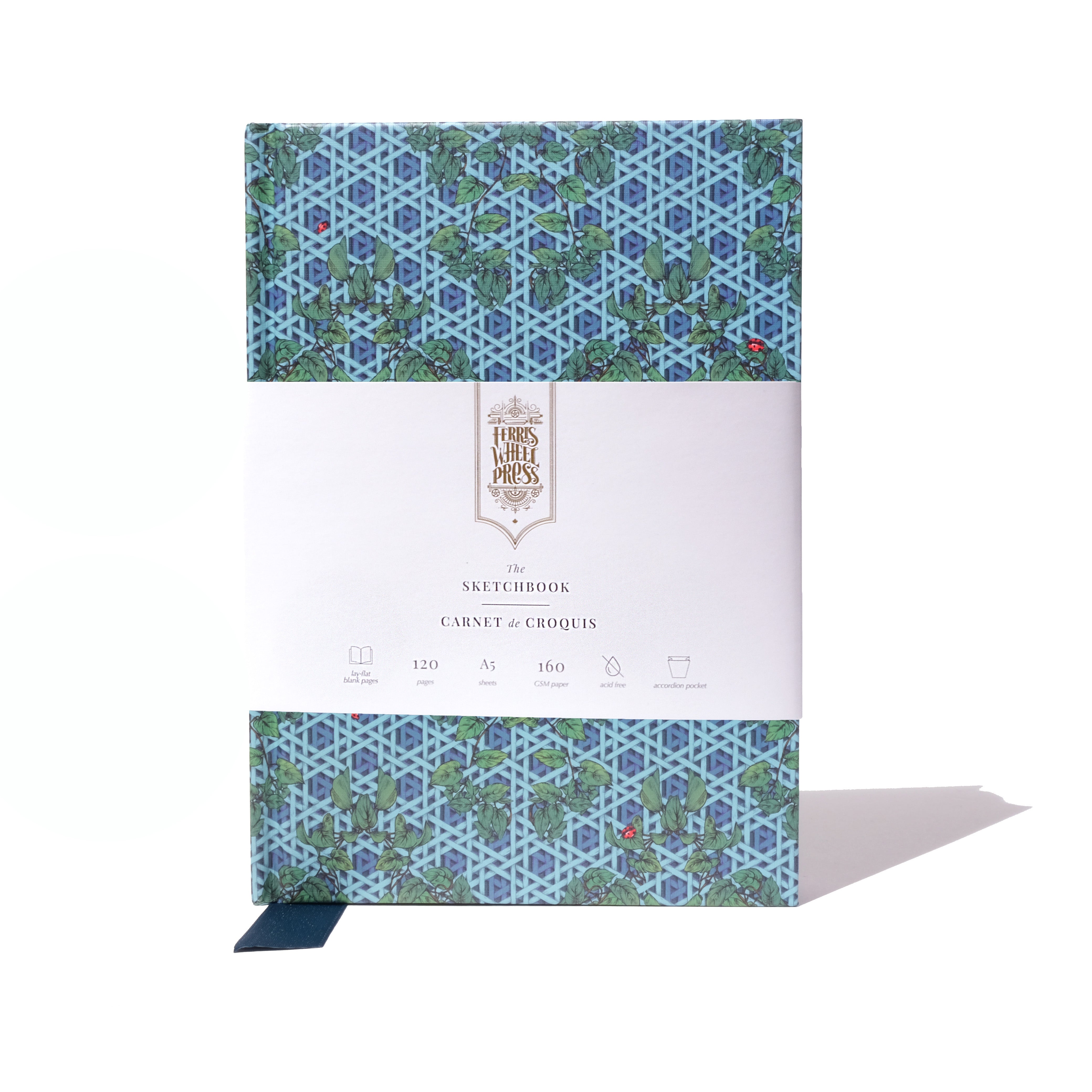 The Sketchbook A5 Enveloped in Rattan - Teal