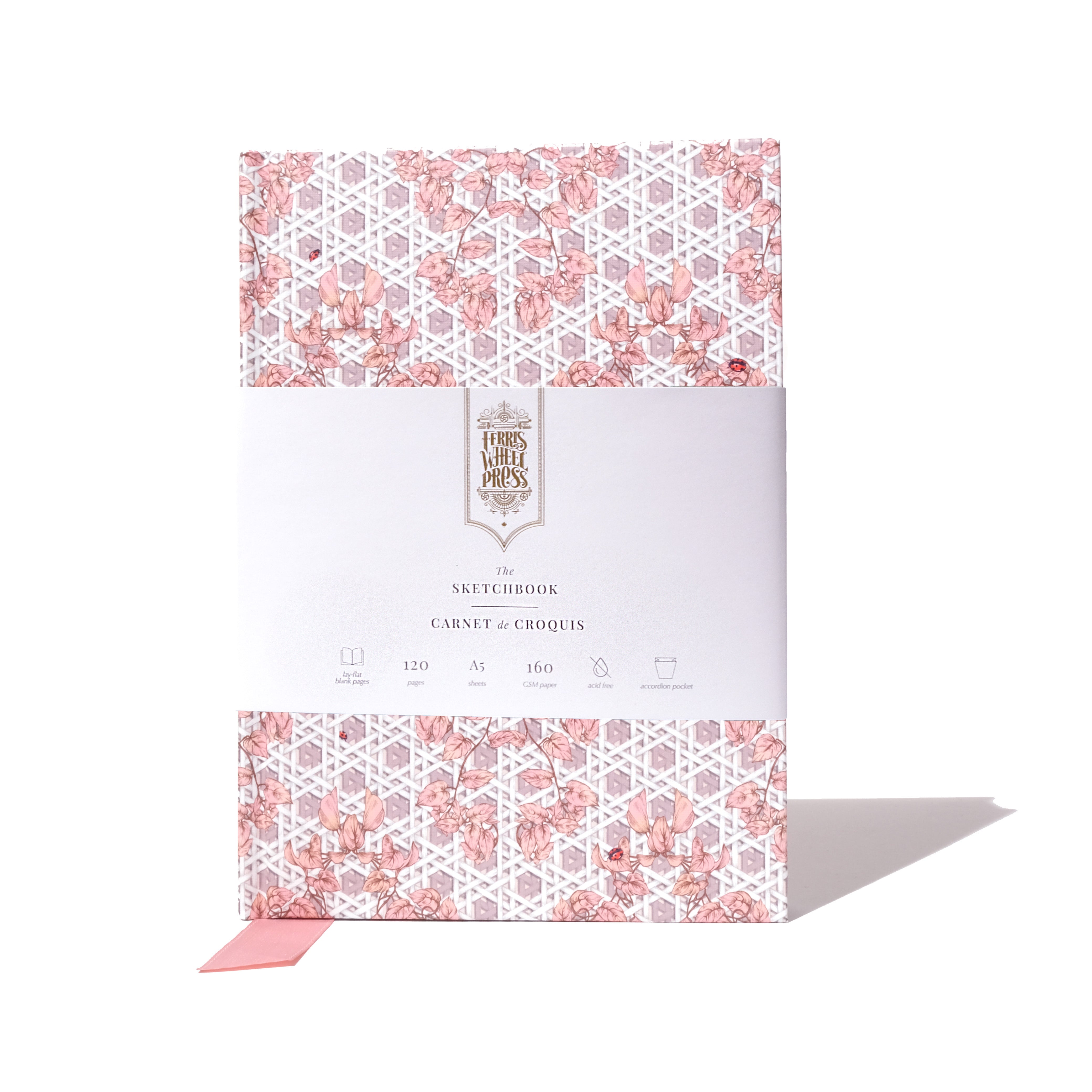 The Sketchbook A5 Enveloped in Rattan - Pink